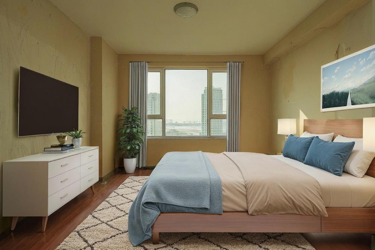 Virtualstage.homes result - soft shadows, natural fabric folds, proper proportions